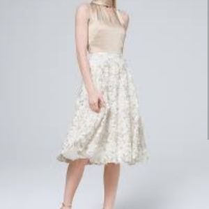 WHBM Fit-And-Flare Dress With Floral-Lace Appliqu